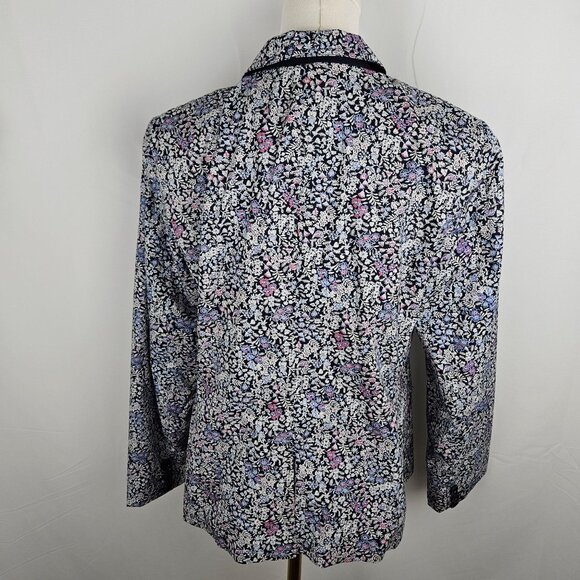 Talbots Blazer Jacket Size Medium Ditsy Floral Blue Pink Cottagecore - Picture 5 of 10